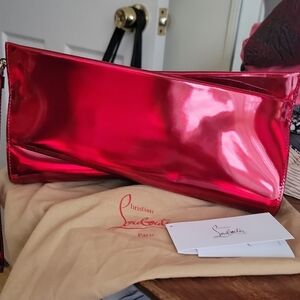 Christian Louboutin Red Psychic Patent Leather  Loubitwist Shiny Red Clutch
